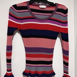 Striped Ribbed Knit Sweater